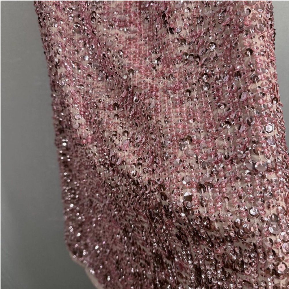 NWT $298 Mac Duggal‎ [ 12 ] Sequin Cocktail Slip Mini Dress Raspberry Pink Q592 - Picture 9 of 16